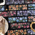 autocollants fleurs papillons texte vintage romantique bleu rose marron blanc pièces