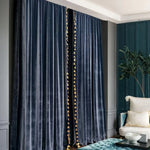 rideau velours bleu marine classique opacité dorés maison 100 polyester