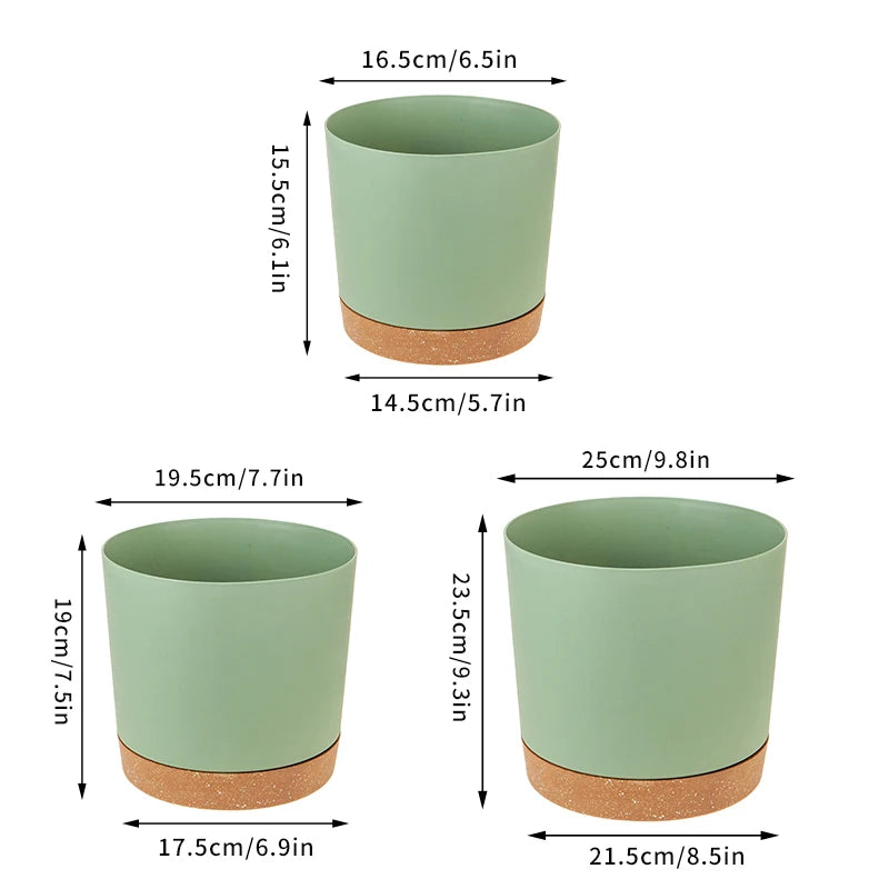 Pots fleurs modernes bacs pépinière bord cuir naturel vert clair blanc gris absorbant minimaliste