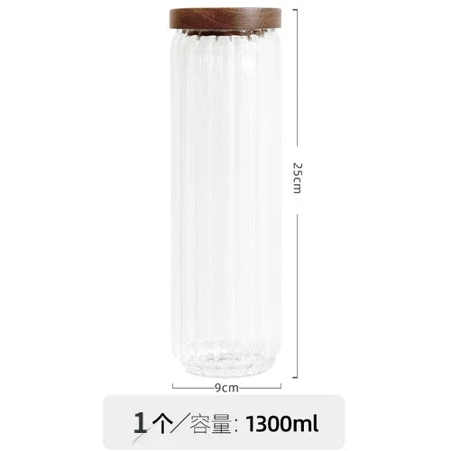 boîte hermétique verre couvercle bois rangement cuisine imperméable qualité alimentaire japonais transparent vertical moderne