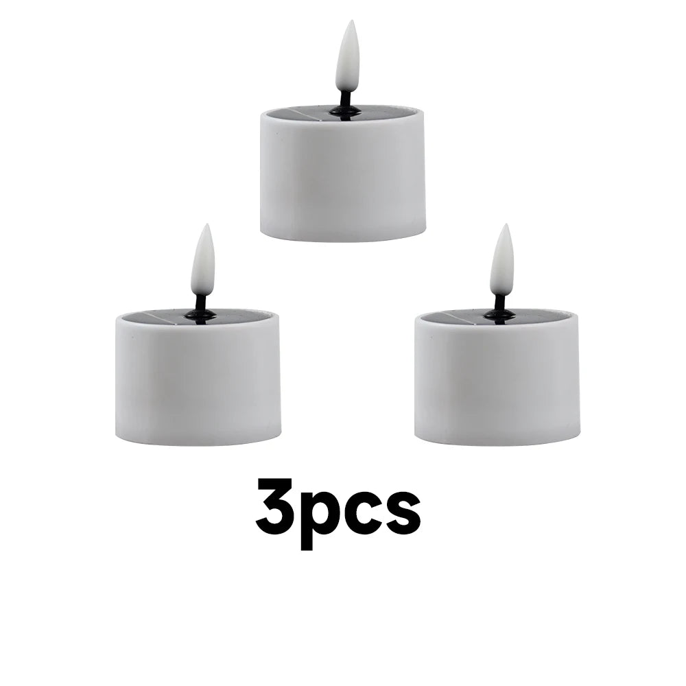 éclairage solaire led bougie blanche moderne sans flamme étanche jardinextérieur autonomepose