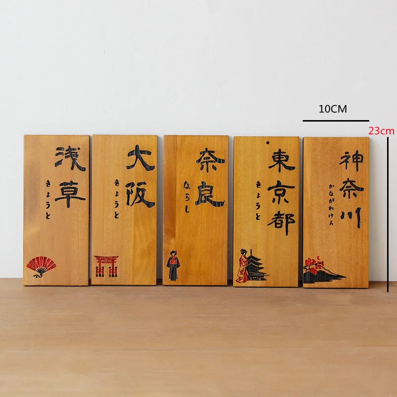 Plaque bois style japonais bleu marine