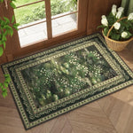 tapis sol antidérapant résistant décoloration fleurs blanches vert feuilles classique 30x50cm 40x60cm 50x80cm