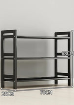 étagère rangement noire multifonctionnelle moderne acier inoxydable bambou réutilisable livres plantes