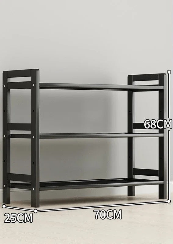 étagère rangement noire multifonctionnelle moderne acier inoxydable bambou réutilisable livres plantes
