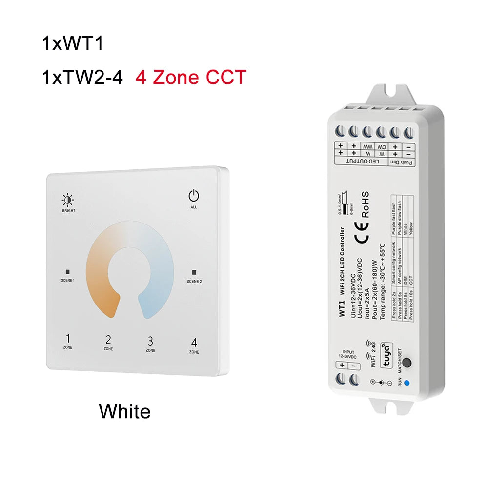 contrôleur éclairage led blanc moderne variateur zones tactile 12v 24v 36v wlan rf 4096