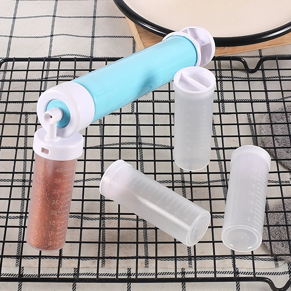 applicateur poudre moderne bleu rose violet transparent bouteilles decoration gâteaux bricolage cuisine cupcakes biscuits