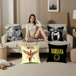taies d'oreiller décoratives motif nirvana graphique noir blanc gris 45x45cm zip détachable