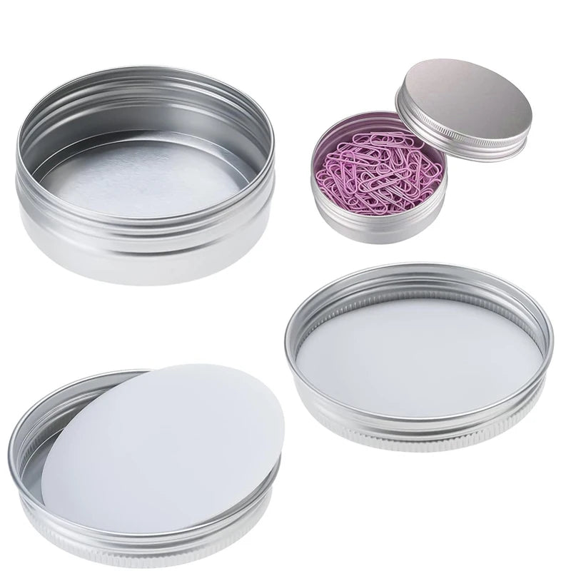 boîtes métalliques rondes argentées couvercle vis 5ml 10ml 15ml 20ml 30ml 40ml 50ml 60ml