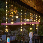guirlande lumineuse étoiles blanc doré moderne 30 led solaire adhésif chambre patio