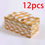 serviettes carreaux 100% polyester beige blanc table moderne cuisine restaurant