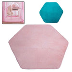 tapis hexagonal turquoise rose pâle doux moelleux moderne confortable adhésif fixe enfant princelea chambre