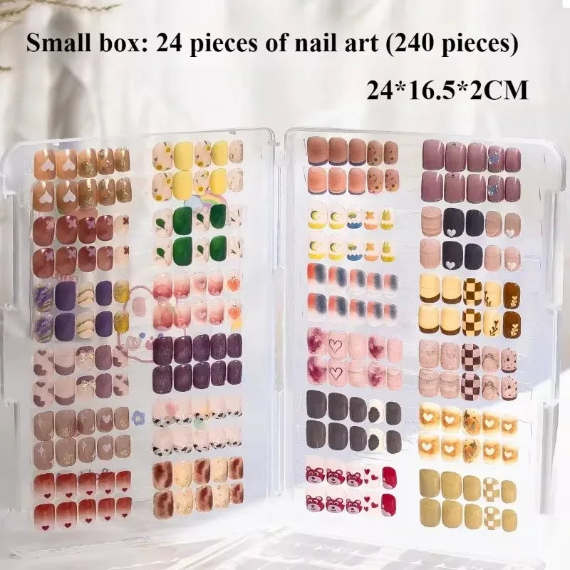 présentoir moderne faux ongles divers couleurs motifs boîtes rangement transparentes autocollants