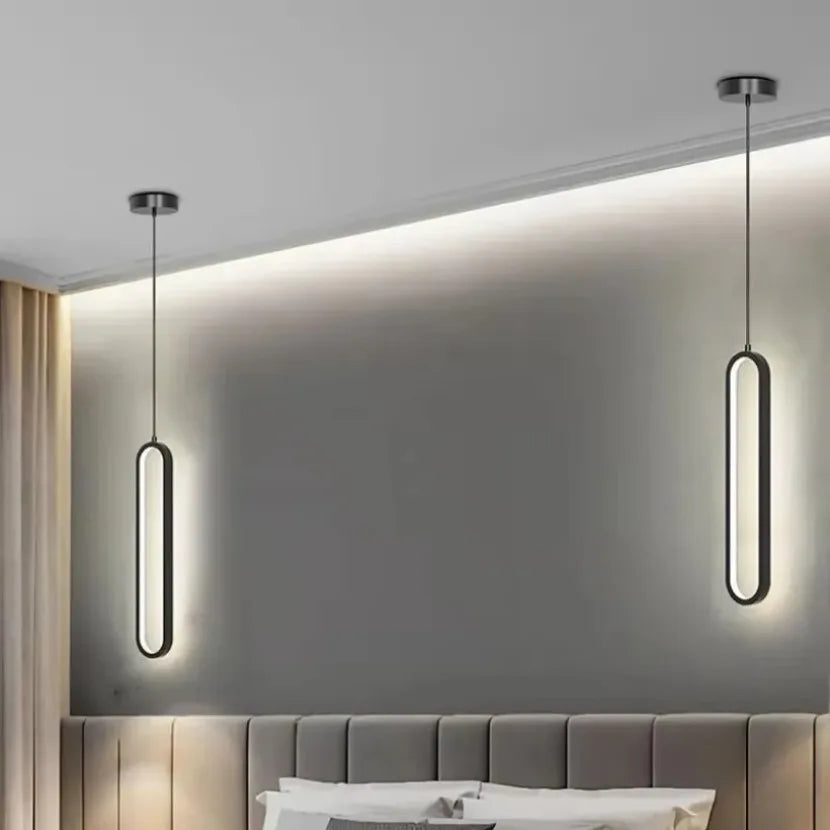 Suspension lumineuse moderne forme pince papier noir or câble suspendu interrupteur tactile