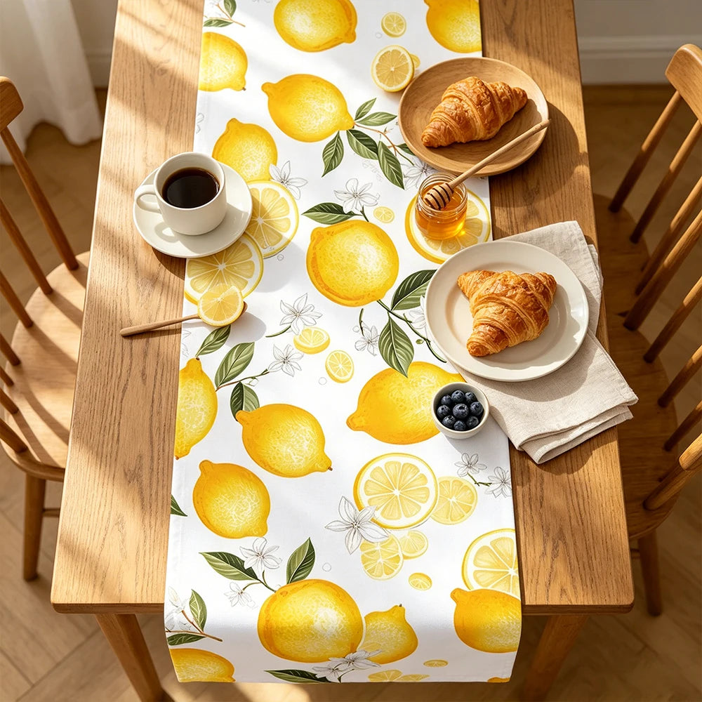 tableau citron chemis table imprimé fleurs motifs fruits décoration saisonnière été printemps rustique extérieurintérieur