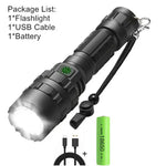lampe poche tactique rechargeable led usb étanche auto défense militaire intense