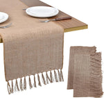 chemin table toile jute beige rustique serviettes décoration salle manger