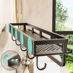 étagère murale adhésive noir acier inoxydable salle bain moderne clips magnétiques rangement douche