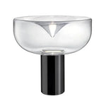 lampe table moderne minimaliste transparente chromée base solide câble électrique warm light
