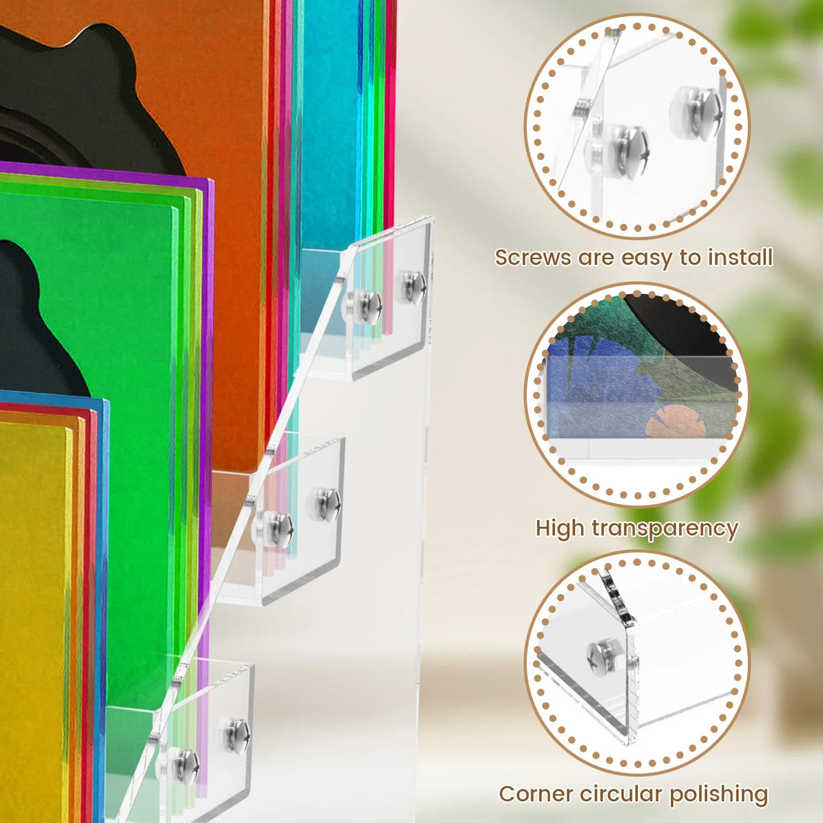 présentoir pyramidal acrylique transparent multi niveaux stockage figurines cosmétiques minimaliste