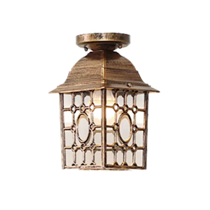 Lampe vintage bronze noir grille ajourée éclairage quotidien interrupteur bouton monté surface