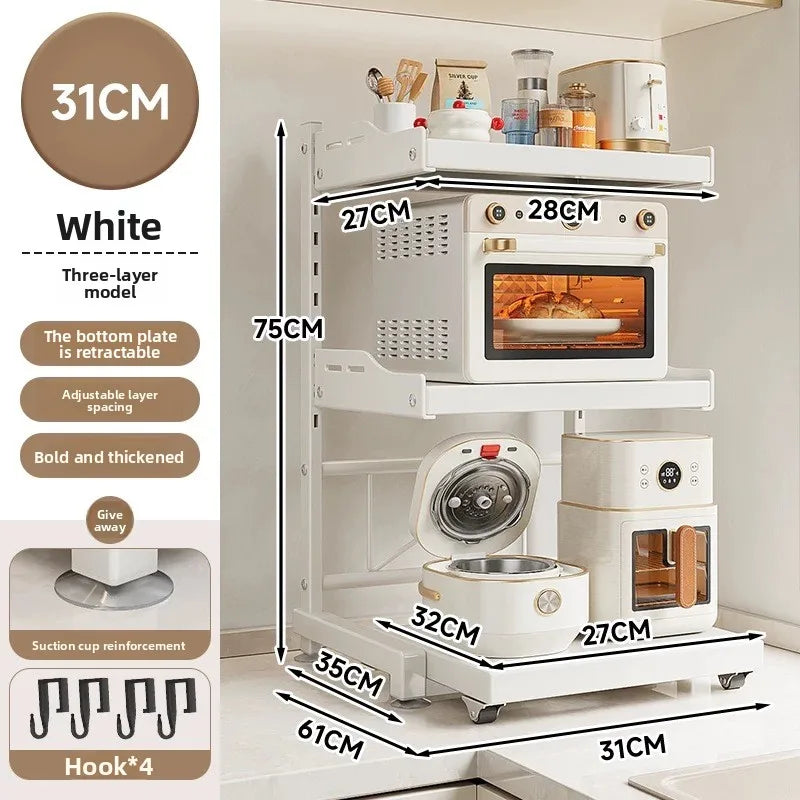 meuble rangement trois niveaux blanc moderne roulettes acier cuisine assaisonnement multifonctionalité countertops