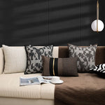 taies d'oreiller carrées rayées noires blanches modernes adhésives 45x45cm coton polyester