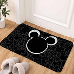 tapis anti dérapant mickey noir blanc moderne salon salle bain entrée résistant rayures polyester