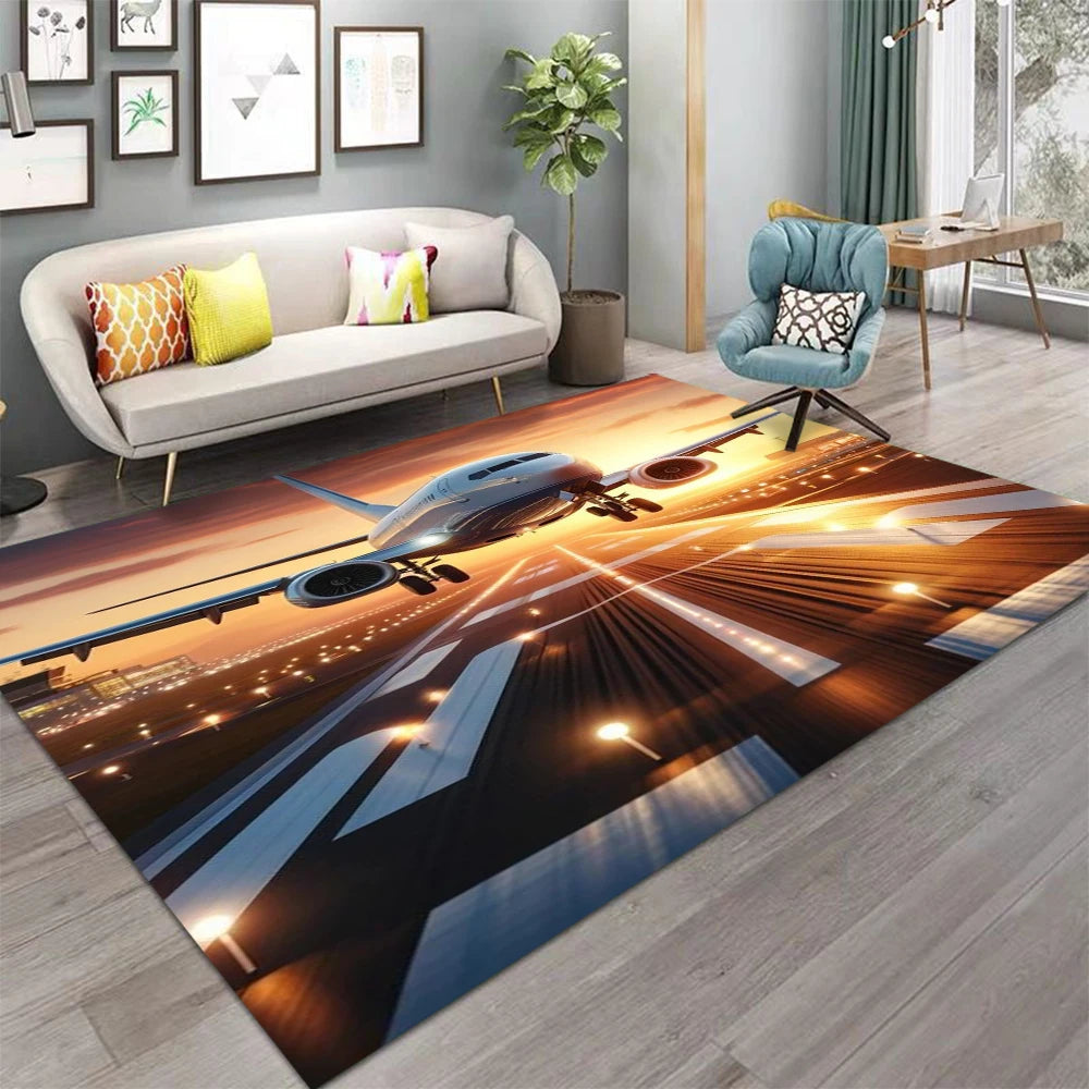 tapis moderne avion ville bleu noir blanc extérieur salon prière 80x120cm 120x160cm