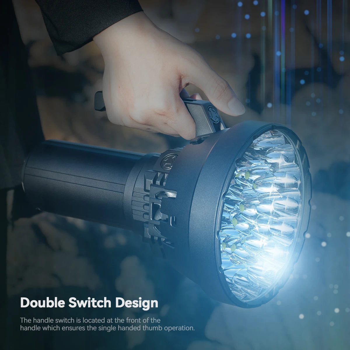 lampe torche rechargeable led puissante 200000 lumen 100w distance 500m auto défense camping hiking