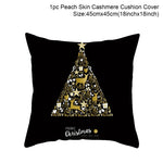 housse coussin noël motifs cerfs flocons étoiles or noir festive decoration fixations