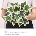 plantes artificielles vertes feuilles variées moderne decoration intérieure extérieure herbe décorative marron rouge blanc
