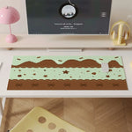 tapis souris cuir fraises rubans crème brûlée étoiles moderne vert rose