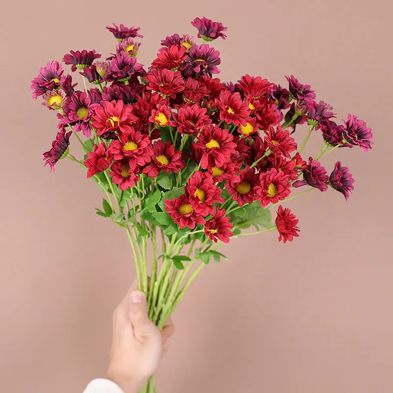 décoration intérieure bouquet artificielle fleurs soie rouge blanche ornement mariage anniversaire minimaliste