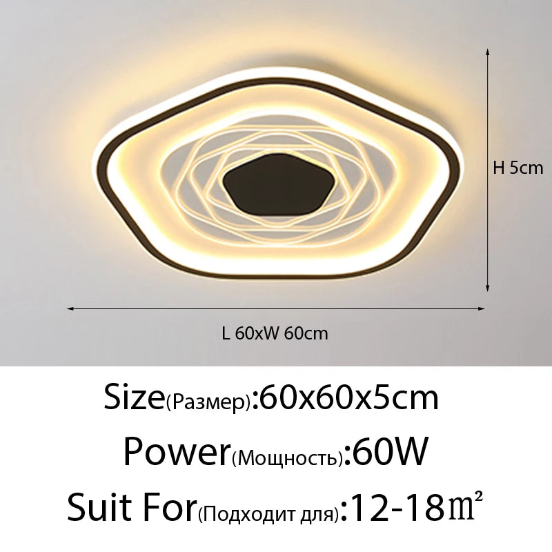 plafonnier led moderne géométrique blanc noir éclairage quotidien monté surface télécommande