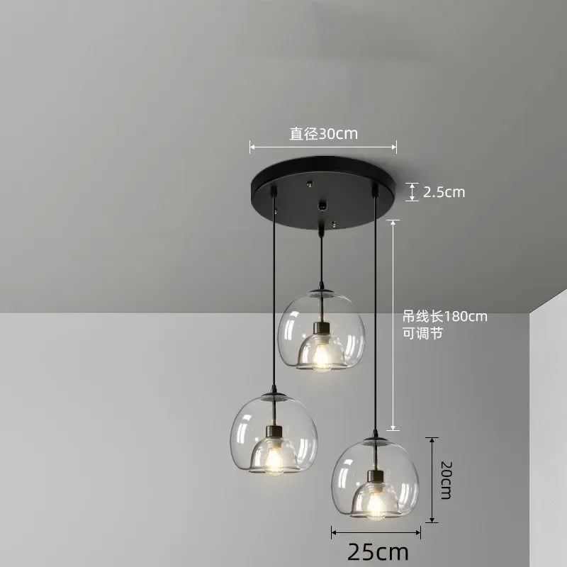 suspension lumineuse moderne transparente sphérique brillante éclairage minimaliste chambre salonhôtel