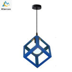 lampe suspendue moderne structure géométrique carrée verte bleue blanche jaune rouge