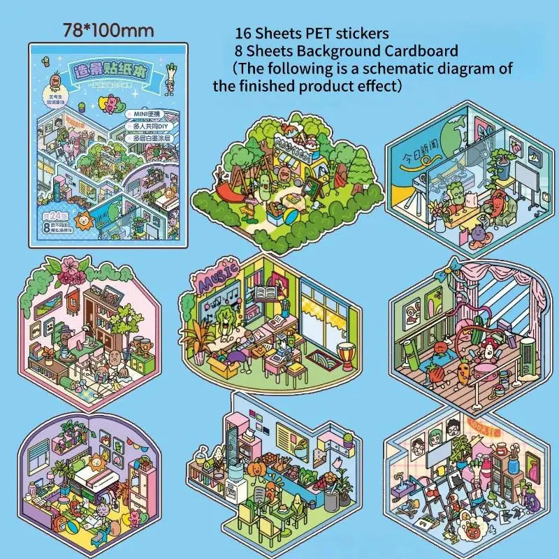sticker book colorful urban illustrations children cartoon characters paper stickers included