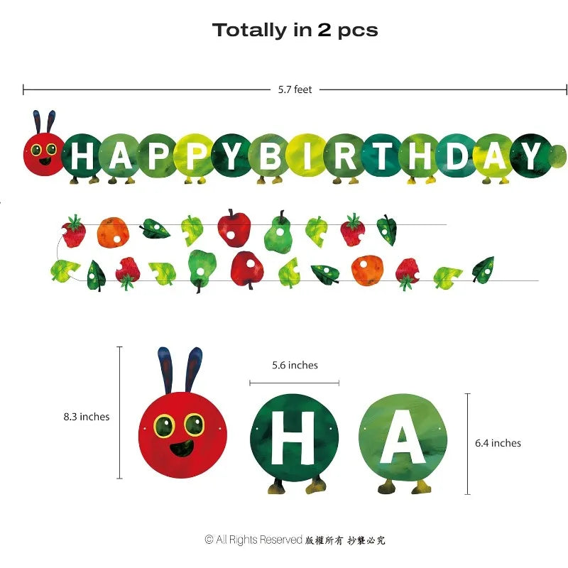 guirlande fête anniversaire happy birthday fruits pommes poires fraises adhésif enfantin