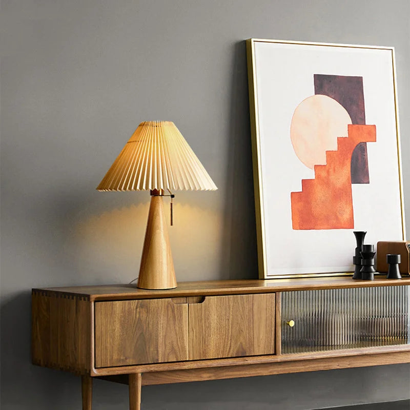 lampe table vintage plissée rouge beige moderne sans grille opaques