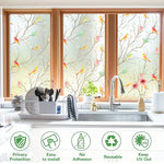 film décoratif statique multicolore branches fleurs oiseaux naturel isolation thermique uv 45cm 100cm