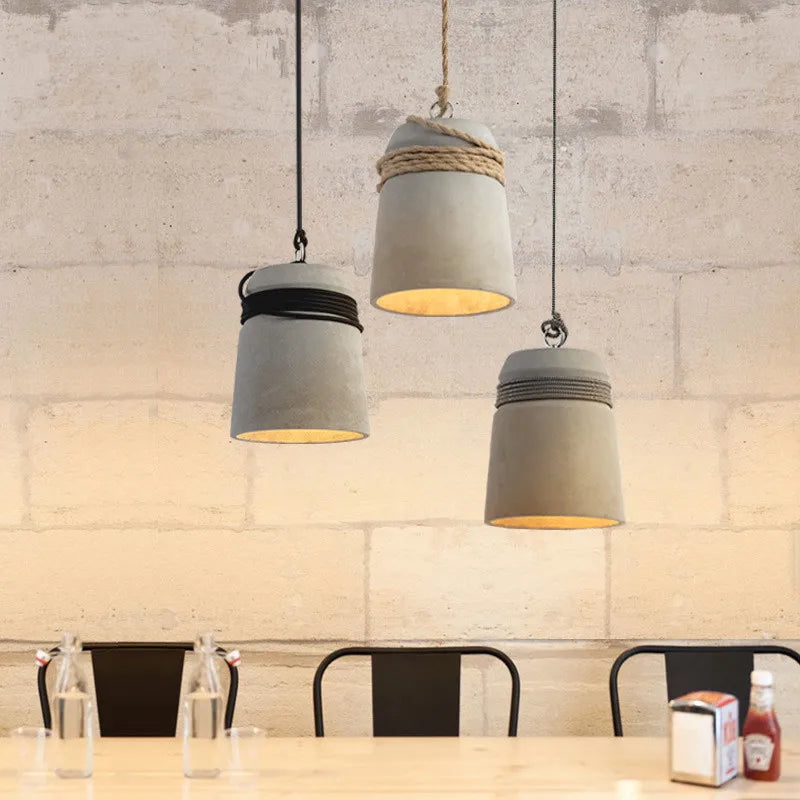 Suspension lumineuse moderne gris cordelette douille e27 industrielle chambre restaurant salon