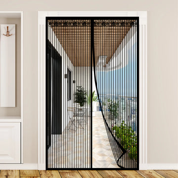 rideau porte noir rayures vertical magnétique moderne adhésif grande taille été