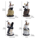 statue cuisinier cartoon uniforme blanc tablier noir chapeau cuillère dorée bouteille pot pomme terre