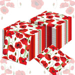 serviettes papier pliables motifs pavots rouges mariage anniversaire festives pack 20 pièces