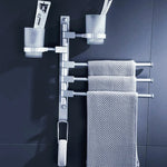 porte serviettes mural argenté noir moderne fixations vis utilisation multiple salle bain