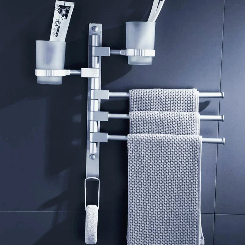 porte serviettes mural argenté noir moderne fixations vis utilisation multiple salle bain