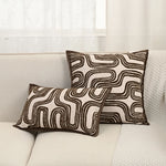 taies d'oreiller polyester jacquard motifs ondulés couleurs neutres moderne ornementales 45x45cm douces