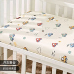 drap housse lit bébé coton motif oiseau étoile enfant chambre moderne blanc jaune gris