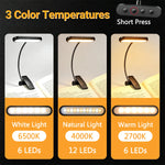 lampe clip led rechargeable 10 niveaux luminosité 600mha 12 leds noir blanc rose